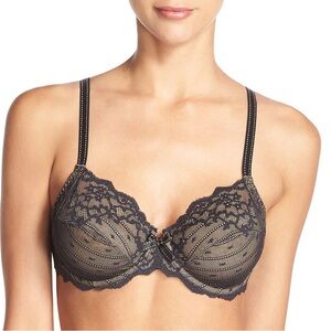 Chantelle Black Rive Gauche C3281 Full Coverage Underwire Bra in Size 36 DDD